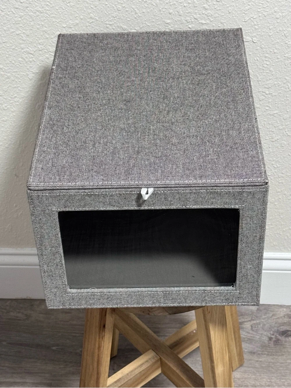 The Container Store Cambridge Drop-Front Shirt Box Grey Linen Like New